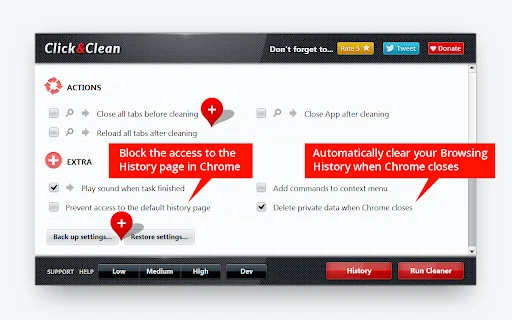 I-download ang Click&Clean: Linisin ang Browser sa Isang Click - Screenshot 3