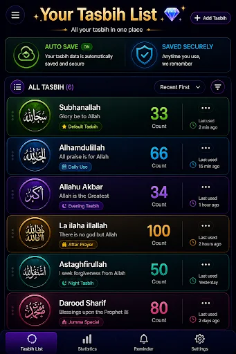 I-download ang Tasbih Counter zikr Tasbeeh – Digital Dhikr App - Screenshot 3