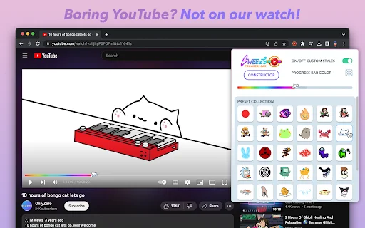 I-customize ang YouTube Progress Bar: Sweezy Extension Free Download - Screenshot 1